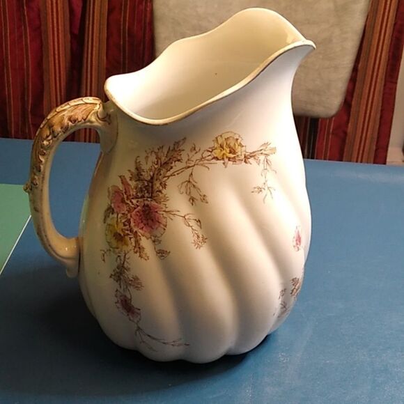 Vintage Lucerne Royal Dalton Burslem England Floral White Pitcher Cottagecore - Picture 6 of 11
